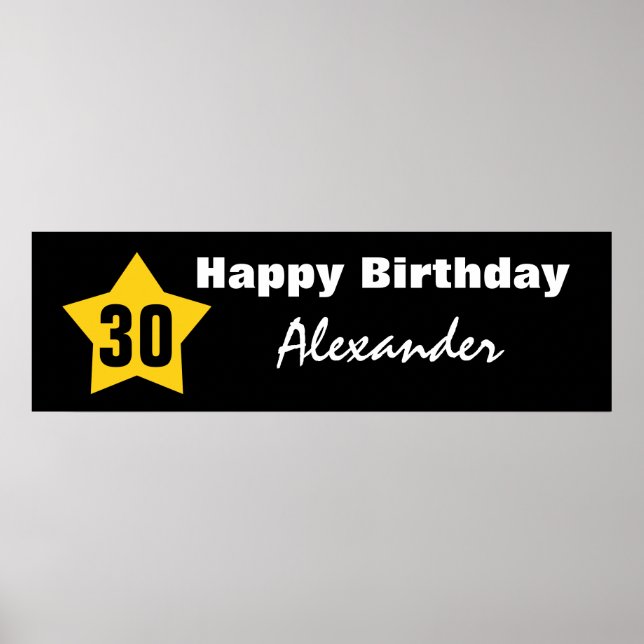 30th Birthday Big Star Banner Custom Name V01C Poster (Front)