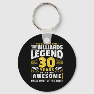 30th Birthday Billiards Player 30 Years Old Billia Key Ring