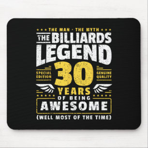 30th Birthday Billiards Player 30 Years Old Billia Mouse Pad