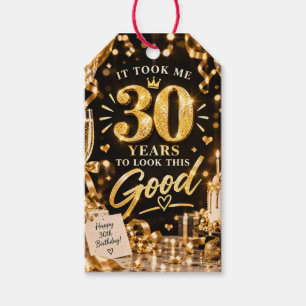 30th Birthday Black and Gold themed Gift Tags