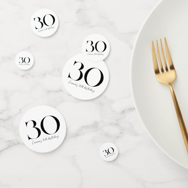 30th Birthday Black and White Confetti (Group)