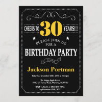 30th Birthday Black and Yellow Chalkboard