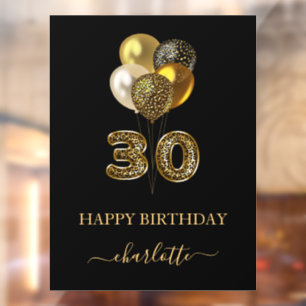 30th birthday black gold leopard name script
