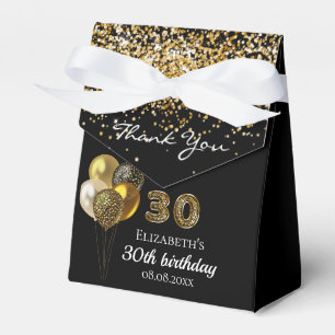 30th birthday black gold leopard pirnt thank you favour box