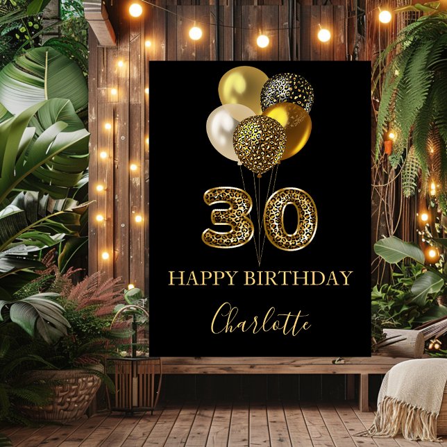 30th birthday black gold leopard print (Creator Uploaded)