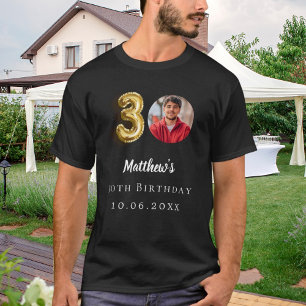 30th birthday black gold photo T-Shirt