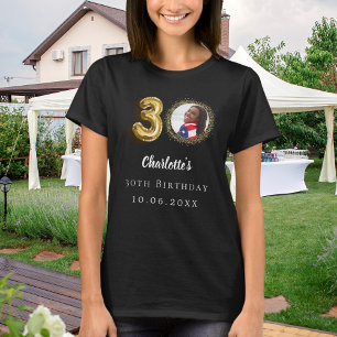 30th birthday black gold photo T-Shirt