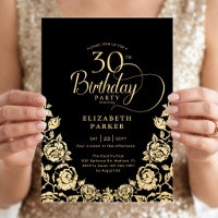 30th Birthday Black Gold Roses