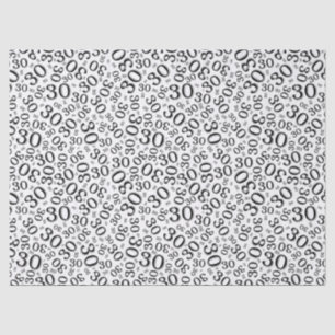 30th Birthday Black/White Collage Number Pattern Tissue Paper