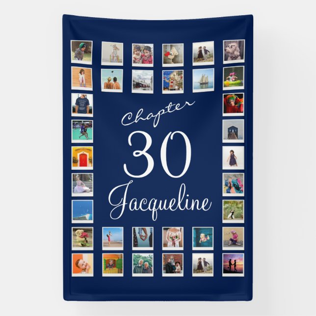 30th Birthday Blue Banner (Vertical)