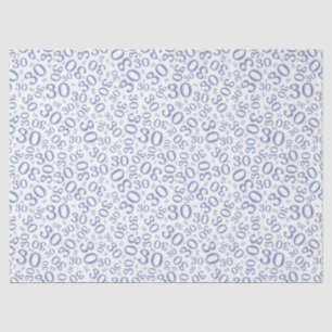 30th Birthday Blue Collage Number Pattern Tissue Paper