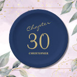 30th Birthday Blue Gold Chapter 30 Paper Plate<br><div class="desc">Make your loved one's 30th birthday celebration elegant and memorable with our stunning Blue Gold paper plates from Zazzle. Discover how these customisable paper plates can elevate your event and create unforgettable moments in our exclusive article.</div>