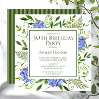 30th Birthday Blue Hydrangeas