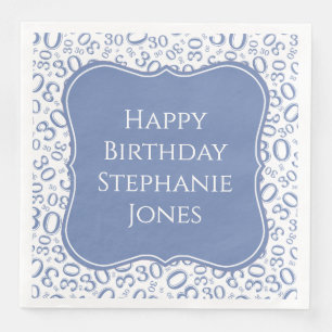 30th Birthday Blue Random Pattern 30 Napkin