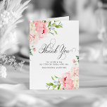 30th Birthday Blush Pink Peony Floral Folded Thank You Card<br><div class="desc">Elegant pink peonies decorate this birthday thank you card. Classic calligraphy spells thank you. Three lines of text let you personalise a thank you statement and your name. A photo is included inside, as well as another thank you sentiment that you can personalise. This item is part of the Elegant...</div>