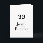 30th birthday bold letter name date simple minimal card<br><div class="desc">design</div>