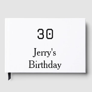 30th birthday bold letter name date simple minimal guest book