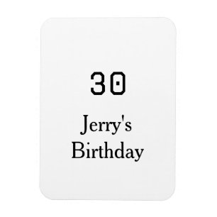 30th birthday bold letter name date simple minimal magnet