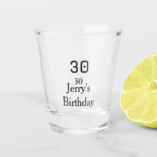 30th birthday bold letter name date simple minimal shot glass