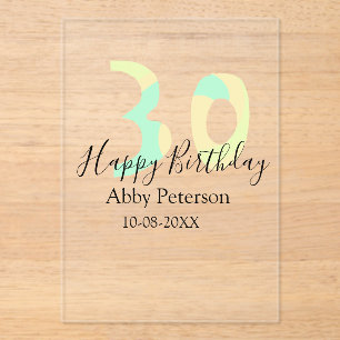 30th birthday bold letter pastel yellow black retr acrylic invitations