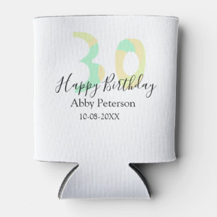 30th birthday bold letter pastel yellow black retr can cooler