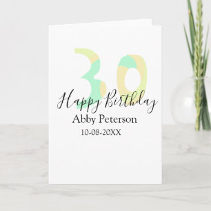 30th birthday bold letter pastel yellow black retr card