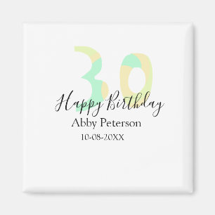 30th birthday bold letter pastel yellow black retr magnet