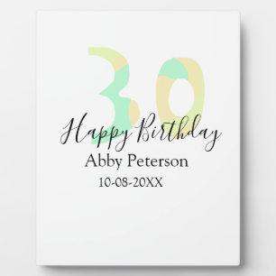 30th birthday bold letter pastel yellow black retr plaque