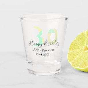 30th birthday bold letter pastel yellow black retr shot glass