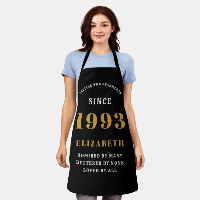 30th Birthday Born 1993 Black Gold Lady's Apron (Worn)