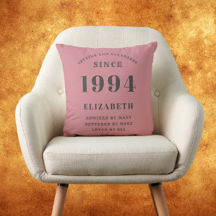 30th Birthday Born 1994 Loved Add Your Name Pink Cushion