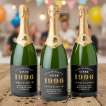 30th Birthday Born 1996 Add Name Black Gold Sparkling Wine Label<br><div class="desc">Personalised Birthday add your name and year beer label. Edit the name and year with the template provided. A wonderful custom birthday party accessory. More gifts and party supplies available with the "setting standards" design in the store.</div>