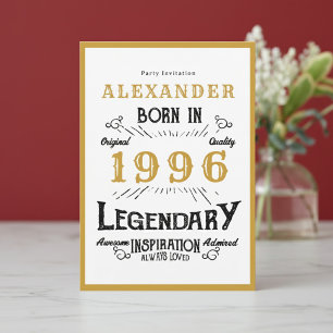 30th Birthday Born 1996 White Gold Legend Invitation
