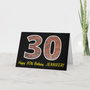 30th Birthday - Brick Wall Pattern "30" w/ Name Card