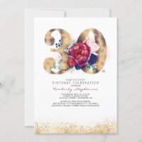 30th Birthday Burgundy Red and Navy Blue