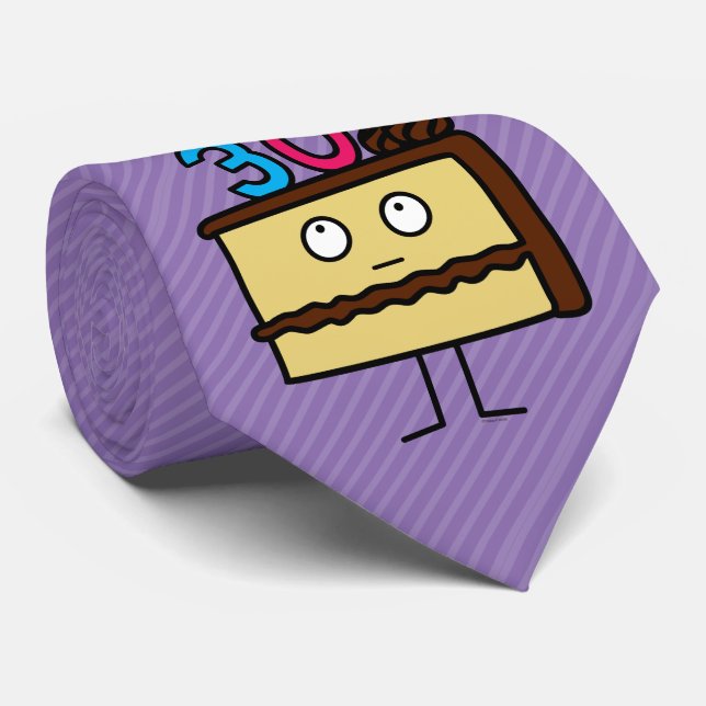 30th Birthday Cake with Candles Tie (Rolled)