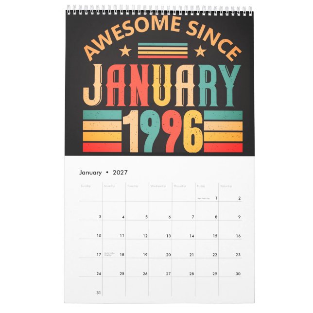 30th Birthday Calendar  (Jan 2027)