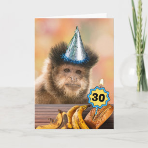 30th Birthday Capuchin Monkey Bananas Add Year Card