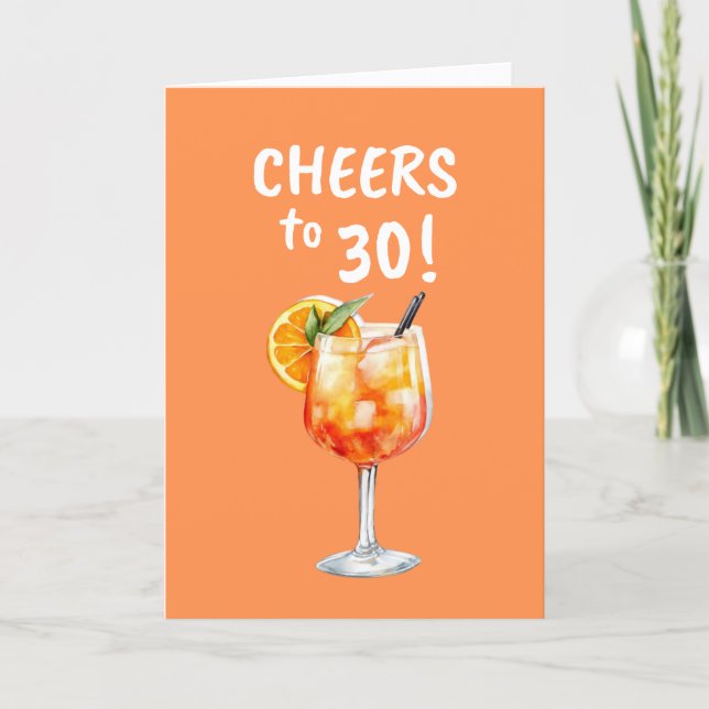 30th Birthday Card Aperol Inspired  (Front)