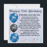 30th birthday Card  -  Brother<br><div class="desc">A great card for a brother on his 30th birthday.</div>