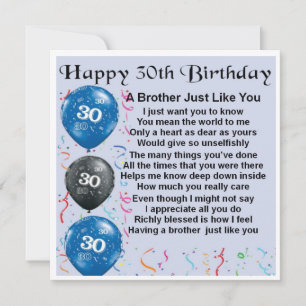 30th birthday Card  -  Brother