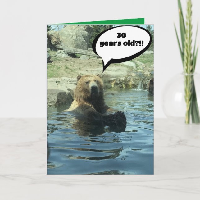 30th Birthday Card With Bear Customise (Front)