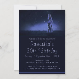 30th Birthday Celestial Woman Under the Stars Invitation
