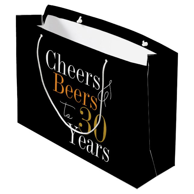 30th Birthday Cheers and Beers Party Favour Large Gift Bag (Back Angled)