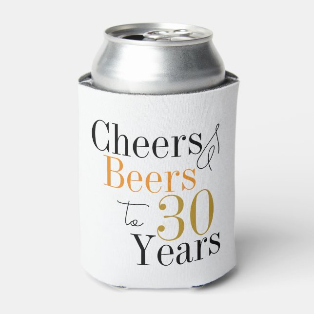 30th Birthday Cheers Beers Minimal Party Can Cooler (Can Front)