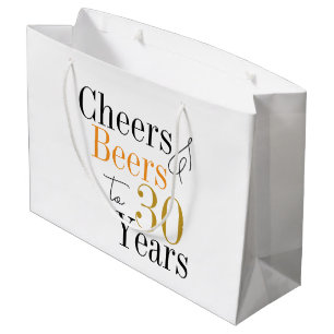 30th Birthday Cheers Beers Minimal Party Favour Large Gift Bag