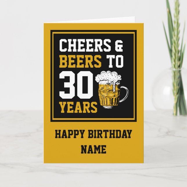 30th Birthday Cheers & Beers to 30 Years  Card (Front)
