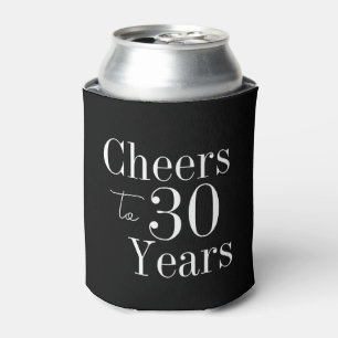 30th Birthday Cheers to 30 Years Black White Can Cooler