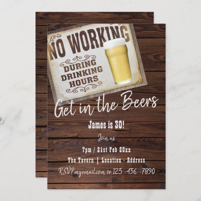 30th Birthday Cheers To Beers Mens Invitations (Front/Back)