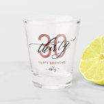 30th Birthday Chic Rose Gold Shot Glass<br><div class="desc">Modern chic girly shot glass for 30th  birthday. Design featuring champagne sparkly glitter texture,  rose gold 30 and calligraphy script thirty. Personalise with a name.</div>
